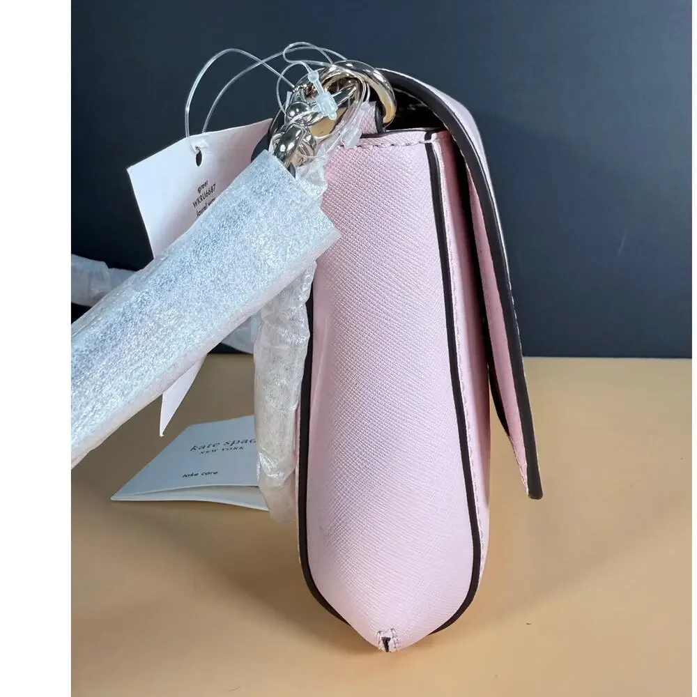 Kate Spade Dana Small Flap Crossbody Bag Pink Saffiano Leather NWT $249